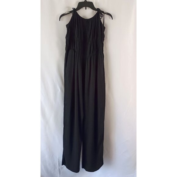 And Now This Black Tie-Strap Jumpsuit Women’s XL Square Neck Pockets Adjustable - Picture 1 of 7